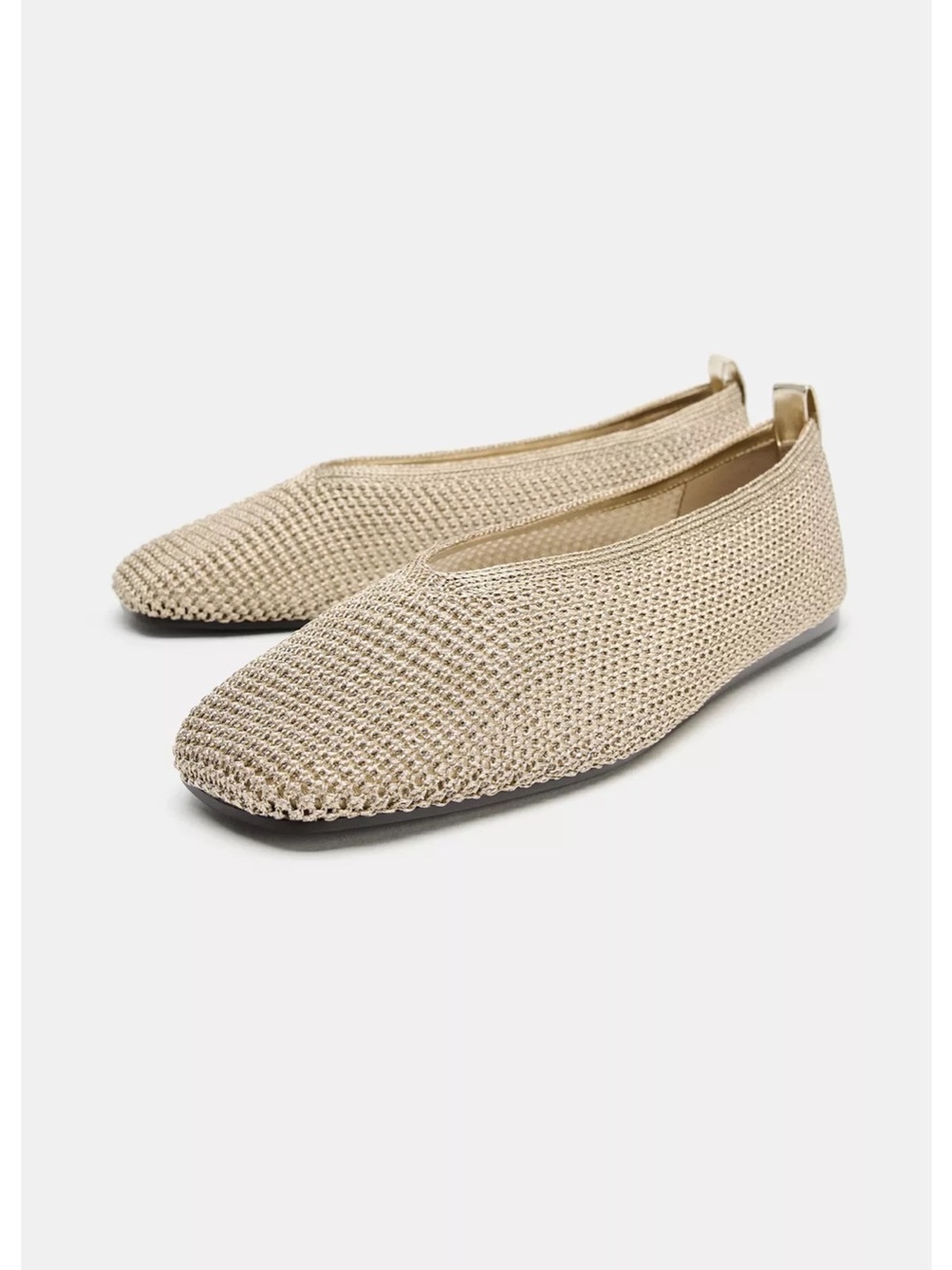 Zara Beige Woven Ballet Flats